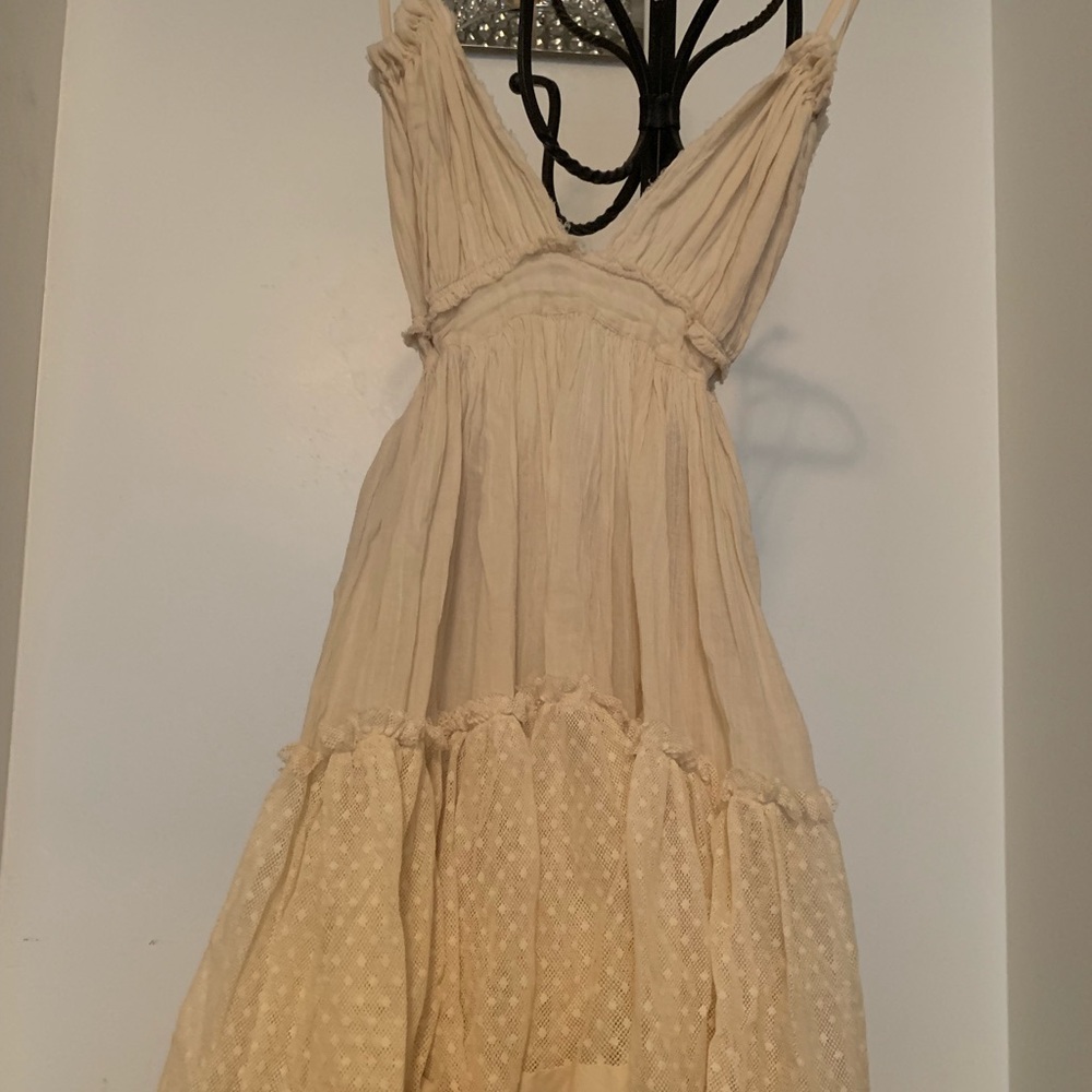 Free People cream Bohemian mini dress